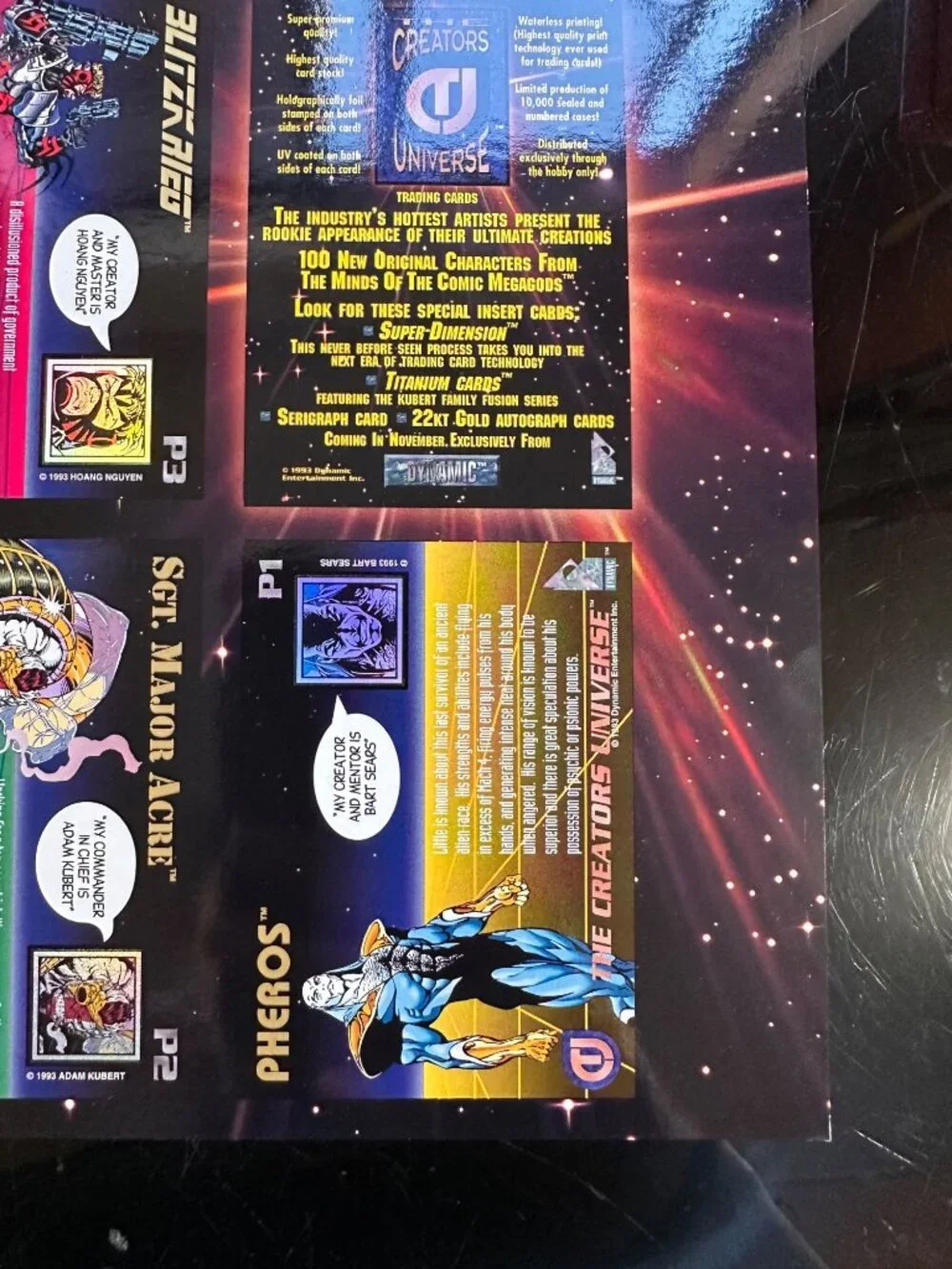 Vintage 1993 Dynamic Entertainment Creators Universe Uncut Promo Card Sheet Feat - Picture 11 of 11